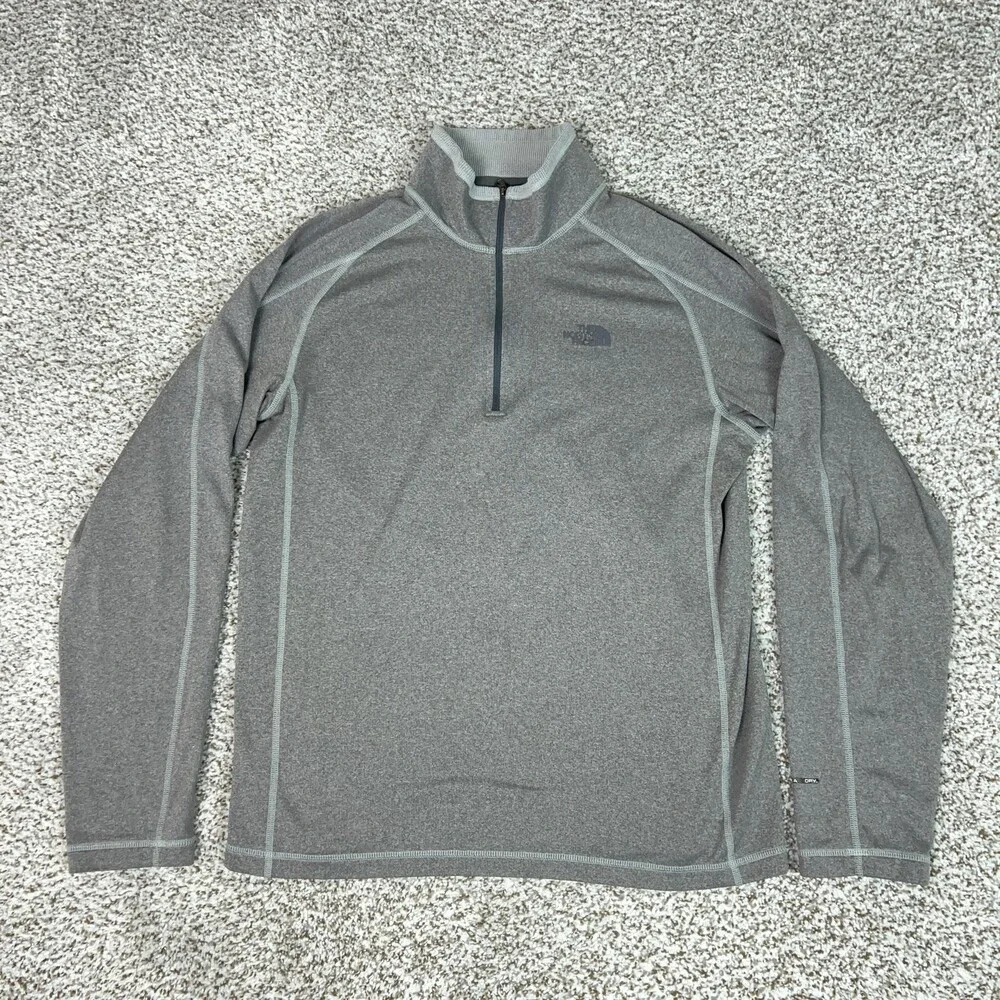 North Face Pullover Mens Medium Gray Quarter Zip Long Sleeve Athletic Hiking Top